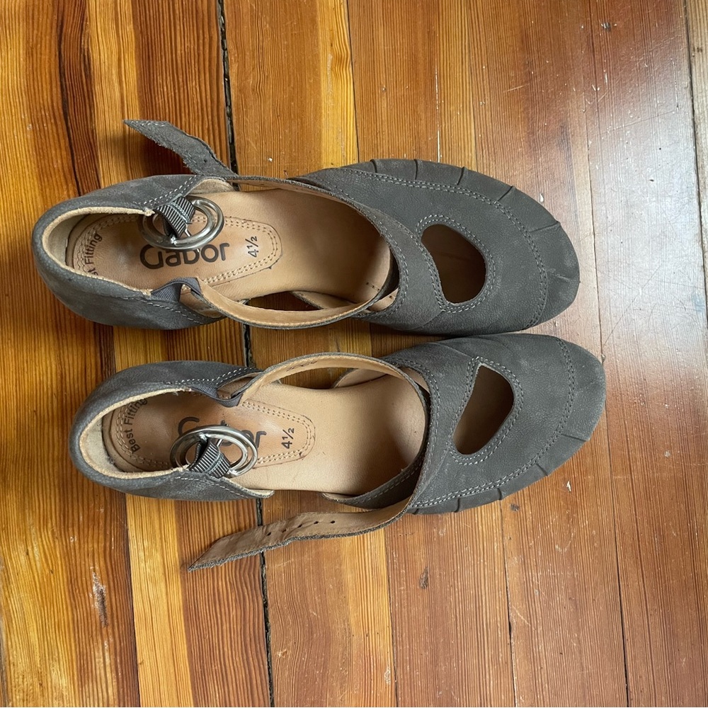 Gabor Charcoal Suede Cutout Sandals